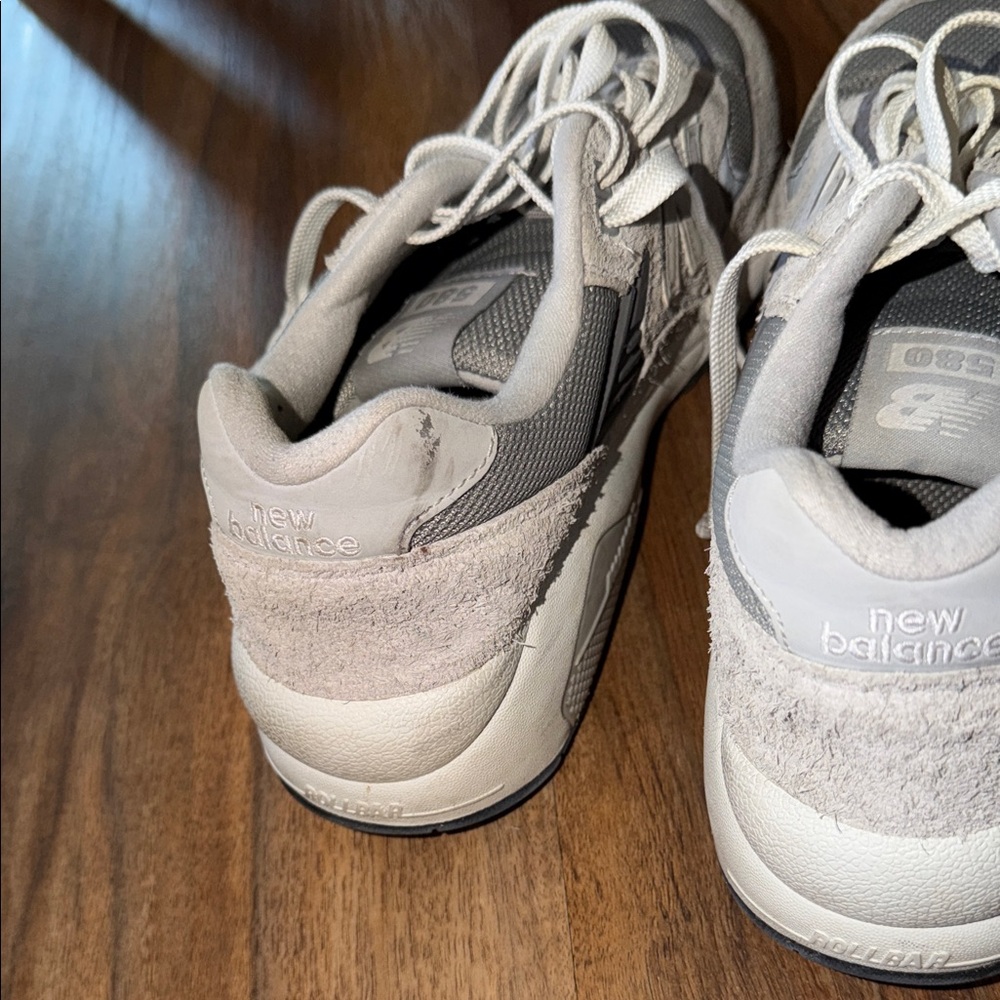 Men’s New Balance Light Beige Suede & Mesh Sneakers - Picture 4 of 9
